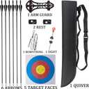 Compound Bow and Arrow Set, Left/Right Hand Bow Kit, Beginner Archery Gift with 6 Arrows, 5 Target Face, Perfect for Outdoor Backyard Activities