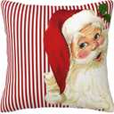 JOOCAR Christmas Decorations Pillow Cover 26x26 inch Red Stripes Santa Throw Pillow Cover Farmhouse Christmas Decoration Xmas Decor Winter Holiday Cushion Case for Sofa Couch (Style 14)