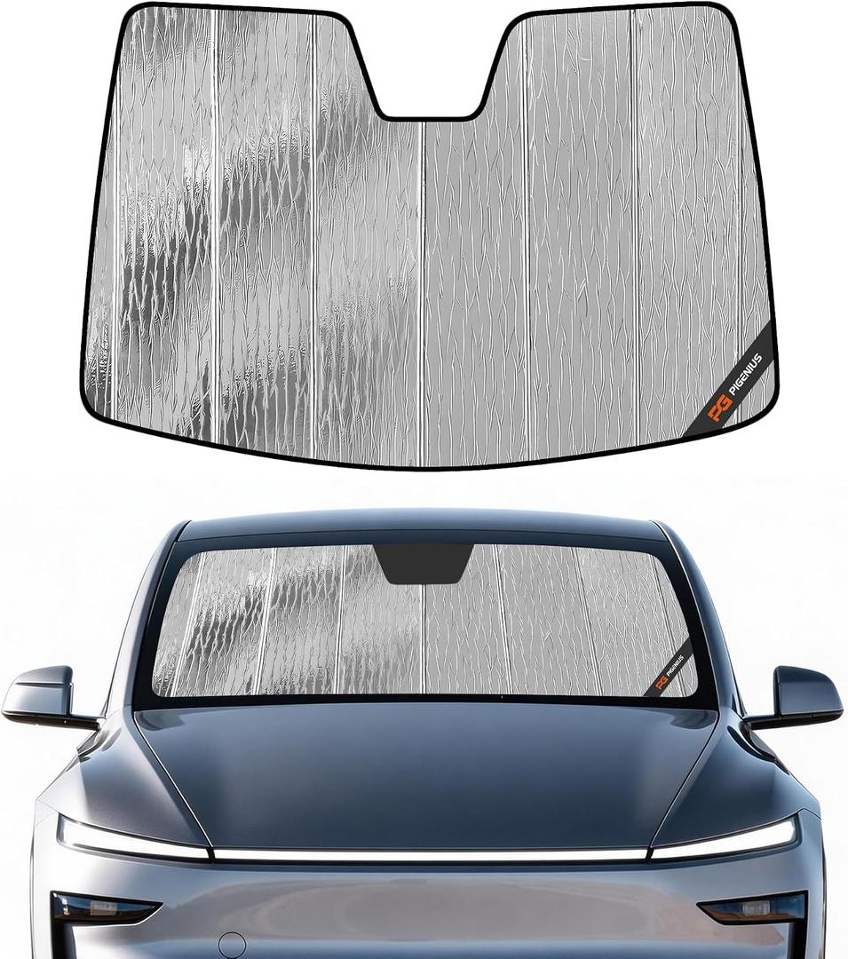 Pigenius Windshield Sun Shade for Tesla Model Y 2025-2026 New Body Style, Front Window Sunshade - Safeguard