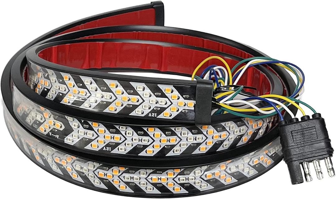 SOCAL-LED LIGHTING Arrow LED Tailgate Running Light Kit, Bar Strip for Truck, Strobe (Flashing) Brake Flexible Switchback Red Amber Yellow Sequential Turn Signal Light (60 Inch)