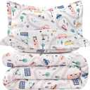 JSD Car Kids Comforter Set Twin Size, 2 Piece Printed Microfiber Comforter with Pillow Sham, Lightweight All Season Washable