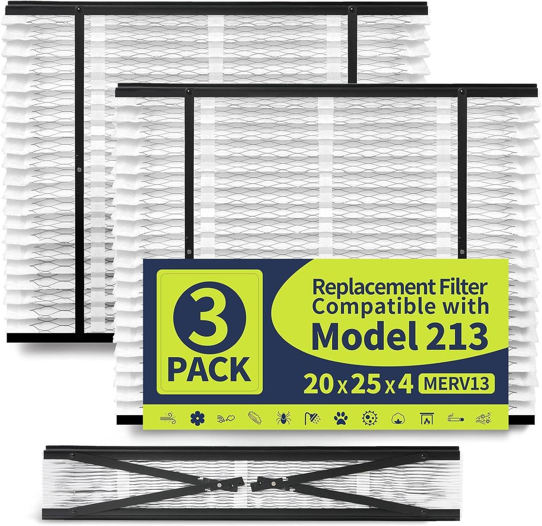 IYOUYA 3 Pack 213 Replacement Filter Compatible with AprilAire Whole House Air Purifiers 1210,1620,2210,2216,3210,4200,20x25x4 MERV-13 Furnace Filter, Not fit for 1213 UPGRADE KIT(MODEL 2120 OR 2200) IYOUYA 3 Pack 213 Replacement Filter Compatible with AprilAire Whole House Air Purifiers 1210,1620,2210,2216,3210,4200,20x25x4 MERV-13 Furnace Filter, Not fit for 1213 UPGRADE KIT(MODEL 2120 OR 2200)