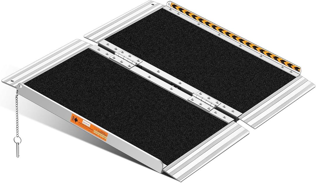 2 Feet Portable Wheelchair Ramp, Lightweight Aluminum Folding Handicap Ramp with Handle, Non-Slip Door Threshold Wheelchair Ramps for Home, Wheel Chair Ramp for Home Steps, Stairs, Doorways