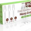 360pc 7.1" Clear Plastic Forks Heavy Duty with Heat Resistant & BPA Free, Solid and Durable Plastic Cutlery, Premium Disposable Forks for Party Supply