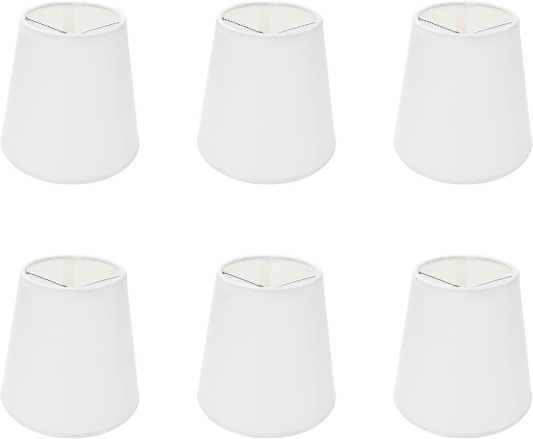 6Pcs Handmade Chandelier Shades,Linen Clip On Lamp Shades,Small Lamp Shades Set of 6 for Chandelier Lampshade,Beige White
