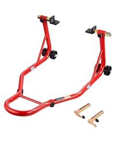 VEVOR Motorcycle Rear Wheel Stand, 850 LBS Load Capacity Heavy Duty Rear Wheel Stand with U + L Fork Swingarm Spool, Adjustabe Motorcycle Lift Jack Stand, for Suzuki Yamaha Honda Kawasaki, Red