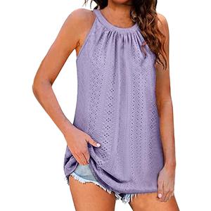 Womens Tank Top,Women Solid Ruffle Tank Tshirt Girls Loose Fit Cute V Neck Summer Workout Sleeveless Yoga Running T Shirts, Purple Sma