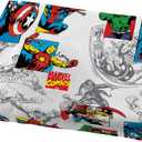 Jay Franco Kids Sheet Set with Fitted, Flat Sheets & Pillow Cover - Ultra-Soft Bedding with Pillowcase for Room Decor, White - Avengers, 3 Piece Twin