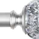 1 Inch Curtain Rods 72 to 144 Inches (6 to 12 ft) Telescoping Single Drapery Rod, USFOOK Heavy Duty Curtain Rods for Windows with Silver Decorative Translucent Finials