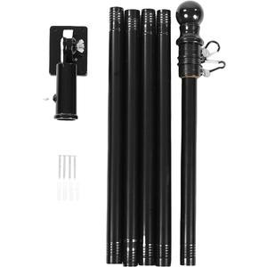 1set Stainless Steel Flag Pole Outdoor Garden Flag Rod Rings and Weather-Resistant Design for House Roof and Garden Display, Missing 1 Detail