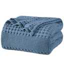 PHF 100% Cotton Waffle Weave Blanket King Size, Soft Lightweight Breathable Cozy Summer Blankets for Bed, Luxury Aesthetic Woven Bedding for Home Decor, 108"x90", Captain's Blue