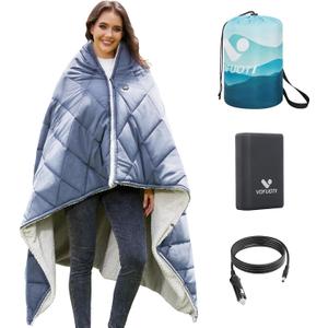 Heated Blanket Battery Operated,12V Heated Shawl Throw Blanket,Cordless heating pad with 15000 battery,Wearable Heated Blanket,Sherpa Lining,3 Heating Set for Car,Camping,Backpacking,Hiking,Travel