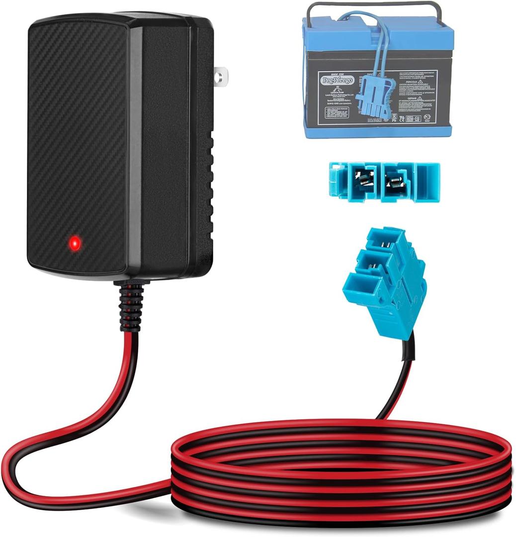 12V Battery Charger for Peg-Perego Johns Deere Ground Force Tractor Gators XUV Polaris Outlaw Citrus RZR 900 Powered 12 Volt Charger for Kids Ride On Electric Car Toys
