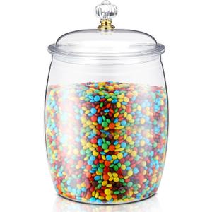 Nuogo 2 Gallon/256 oz Large Candy & Cookie Jar with Lid Plastic Apothecary Jars Large Food Storage Container Unbreakable Kitchen Storage for Cookie, Candy, Snack and Dried Foods DIY Gift