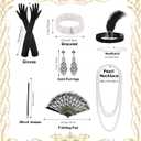 PLULON 1920s Accessories for Women, Great Gatsby Flapper Dress Accessories Fashion Roaring 20s Costume for Women (Black)