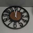 Maxstar Round Wall Clock for Living Room Decor Battery Operated Non Ticking Silent Vintage Black Metal Wood Clocks for Home Living Room Garden Farmhouse Office Kitchen Decoration 13 inch