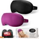 Weighted Sleep Mask 2 Pack - 3D Contoured Eye Masks for Sleep, Best Blackout Sleep Masks for Women Men, Eye Mask for Travel, Meditation, Airplane, Memory Foam, Adjustable Strap, Black Purple