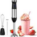 YIOU Immersion Blender, Ultra-Stick Hand Blender Variable Speed Stick Blender 500 Watt Heavy Duty Copper Motor Brushed 304 Stainless Steel for Soups Sauces and Smoothie, Set Midnight Black