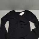 FeelinGirl Women's Long Sleeve Shapewear Bodysuit for Tummy Control Seamless Body Suits Thong V Neck Going Out Tops (X-Large, Black)