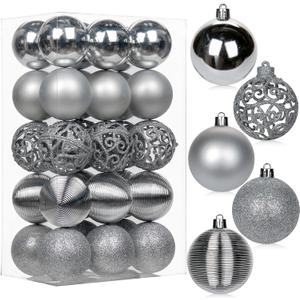 30PCS 2.36" Christmas Ball Ornaments Shatterproof Silver Christmas Tree Decorations Xmas Tree Balls Halloween Ornaments Dcor
