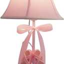 Cozylight Bedside Lamp, Pink Dancing Shoes Design, 14inch Tall Table Lamp with Fabric Stitch Shade for Girls Bedroom Dcor, Including an E26 LED Bulb (Push Button)