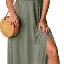 ANRABESS Women Summer Deep V Neck Short Sleeve Dresses Slit Elegant Wedding Guest Formal Cocktail Evening Maxi Long Dress (Green, L)