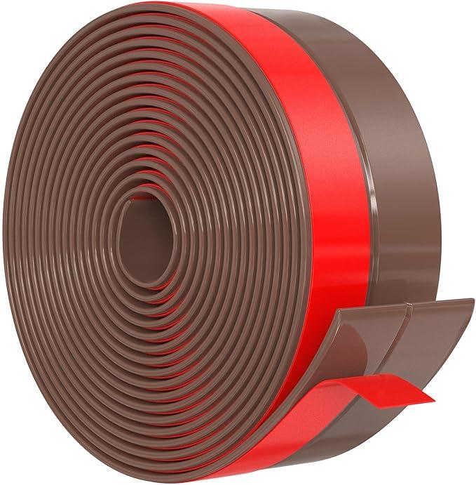 【2026 New Upgrade】 Wide Silicone Weather Stripping Door Seal with Strong Adhesive 2" x 20 ft, Draft Stopper Tape for Door Frame, Side and Bottom Gaps Strip for Glass Shower, Brown