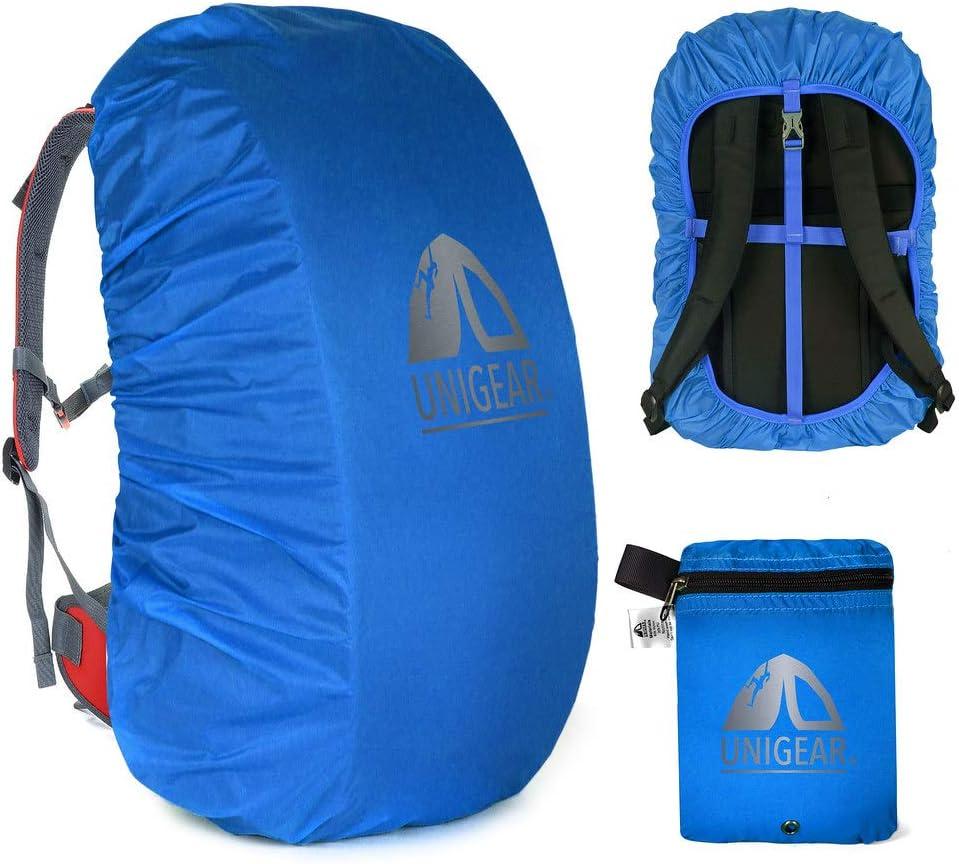 Unigear Backpack Rain Cover Waterproof Rating 5000mm, Ultraportable and Durable with 2 Anti-Slip Buckle Strap, Integrated Carry Pouch Design (X-Large, Blue)