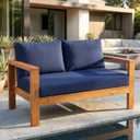 Outdoor Loveseat Cushion Set, 46" x 26" Loveseat Cushions for Outdoor Furniture, Waterproof & Fade-Resistant Patio Furniture Cushions, Deep Seat Cushion for Bench, Swing and Couch, Navy Blue