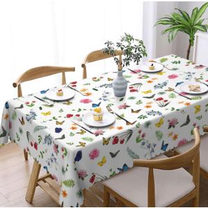 Oil-Resistant Tablecloth - Waterproof Washable Floral Design, 102x60 Inch Rectangular Table Cover for Kitchen Dining, Outdoor Picnic, Party, Home Decor