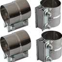 Exhaust Clamps Band Clamp 2.5" Lap Joint - Stainless Steel Lap Joint With 1 Block 4Pcs For 2.5" Od To 2.5" Id Exhaust Pipe, Muffler, Elbow And Exhaust Tubing Connection(4 Pack)