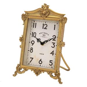 NIKKY HOME Vintage Gold Table Clock, Silent Non-Ticking Battery Operated Retro Desk Shelf Mantel Small Metal Clock for Living Room Decor