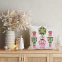 Christmas Pillow Cover 12x20 Inch, Pink Nutcracker Winter Holiday Decorative Cushion Cover, Chinoiserie Throw Pillow Case for Sofa or Bed