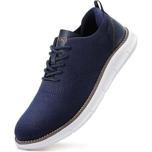 Men's Mesh Dress Shoes Casual Business Lace Up Oxford Sneakers Lightweight Breathable Walking Shoes Comfortable Thick Sole Tennis Footwear (10, Blue-1)