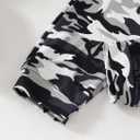 Boys 2 Piece Outfits Color Block Clothes Short Sleeve T Shirt and Camouflage Pants Summer Clothing Sets(9-10Y) (Brown)