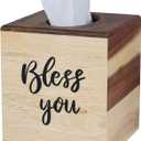 Acacia Wood Tissue Box Cover with Slide-Out Bottom, Square, Modern Style for Bathroom, Bedroom, Office