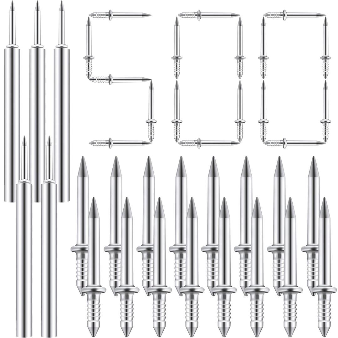 Yaocom 500 Pieces Double-Head Skirting Thread Seamless Nails Non-Marking 2 Sided Invisible Special Hidden Nails with 5 Installation Barrels for Skirting