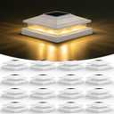 VOLISUN Solar Fence - Post Lights, Solar Cap Light Outdoor Waterproof 16pack, White Deck Cap Light for 4x4 5x5 6x6 Wooden/Vinyl Post