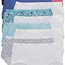 Hanes Women's Cotton Brief Value Pack, 10-Pack, Assorted Brief Underwear (Colors May Vary), Large