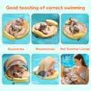 Mambobaby Float with Canopy and Tail New Upgraded Non-Inflatable Baby Pool Float Mambo Float Swim Trainer Solid Infant Swim Float Adjustable Pearl Foam Baby Swim Ring (Doughnut Orange)