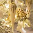 KI Store 4pcs Extra Large Christmas Icicles White 12-Inch Christmas Tree Decorative Hanging Ornaments for Xmas Tree Decor