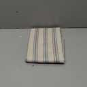 jinchan Striped Linen Kitchen Curtains 45 Inch Cafe Tier Curtains Balanced Stripe Farmhouse Small Drapes for Bathroom Laundry Over Sink Half Window Light Filtering 2 Panels Blue on Linen