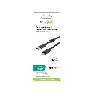 EXTENDED LENGTH CHARGE & SYNC CABLE-For Apple 8-pin - 6.5 Ft (PD) FAST CHARGE