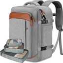 Vancropak Carry on Backpack, Flight Approved 18x14x8 Travel Backpack with 3 Packing Cubes, Expandable Large 40L Travel Bag fits 17.3" Laptop, Anti Theft Luggage Suitcase Weekend for Women Men, Grey