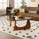 Coffee Table for Living Room Mid Century Modern Center Table with Glass Top and Wood, Brown/Walnut