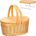 Picnic Basket Wicker Picnic Basket Cooler with Portable Picnic Wine Table and Swing Handle for Beach, Camping, Park, Outdoor Party (Size : S)