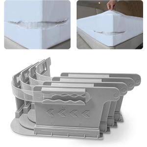 Bed Sheet Holders for Corners, Sheet Holders Keep Sheets Firm & Tight - Lock Fitted Bed Sheet Holder 4PCS, Sheet Straps for All Sheet Mattress Sizes Easy Installation Gray