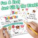 Gooji Kid’s Thank You Cards, 25 Pc. Postcards Set, Double-Sided Custom Cardstock with Fill in the Blank Messages for Birthday Party, Event, or Holiday Use, Stickers Included (Party Treats)