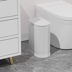 KSSKSS Small Bathroom Trash Can with Lid Soft Close, Step Pedal, 6L / 1.6 Gal Stainless Steel Garbage Bin with Removable Inner Bucket, Slim Wastebasket for Narrow Spaces (White)