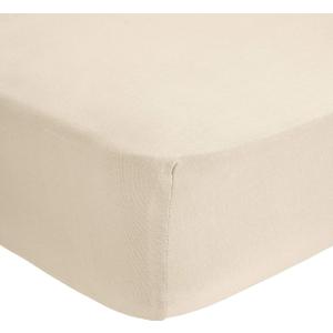 Abstract Fitted Bed Sheet - 100% Cotton Snug Fitted Bed Sheets for Narrow Twin/Rv Bunk/Camping Cot - Breathable Fabric - Deep Pockets Up to 12 Inch (Beige, 44" x 75")